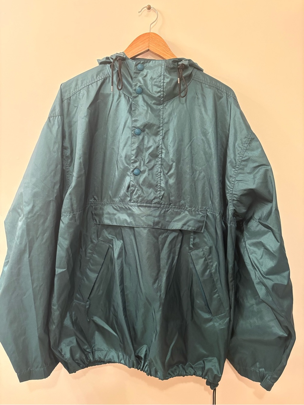 90s Vintage Green Eddie Bauer Hooded Windbreaker Anorak Jacket XL - Picture 4 of 7